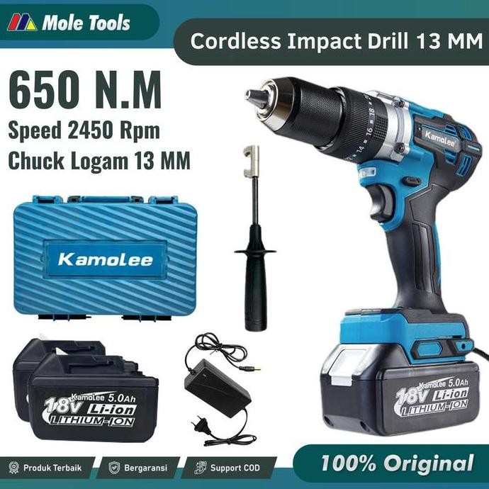 SALE KAMOLEE BOR BETON 13MM | MESIN BOR BATERAI BRUSHLESS IMPACT DRILL 650NM,BOR CORDLESS,KAMOLEE,13