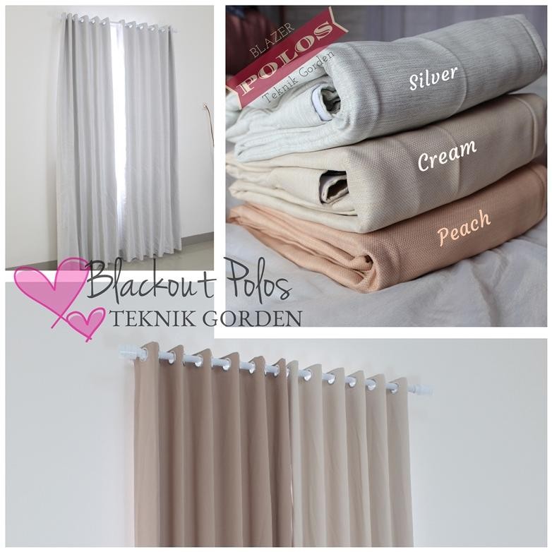 Gorden Blackout Blazer Polos PEACH SILVER CREAM Jendela Pintu Minimalis Tirai Nugi