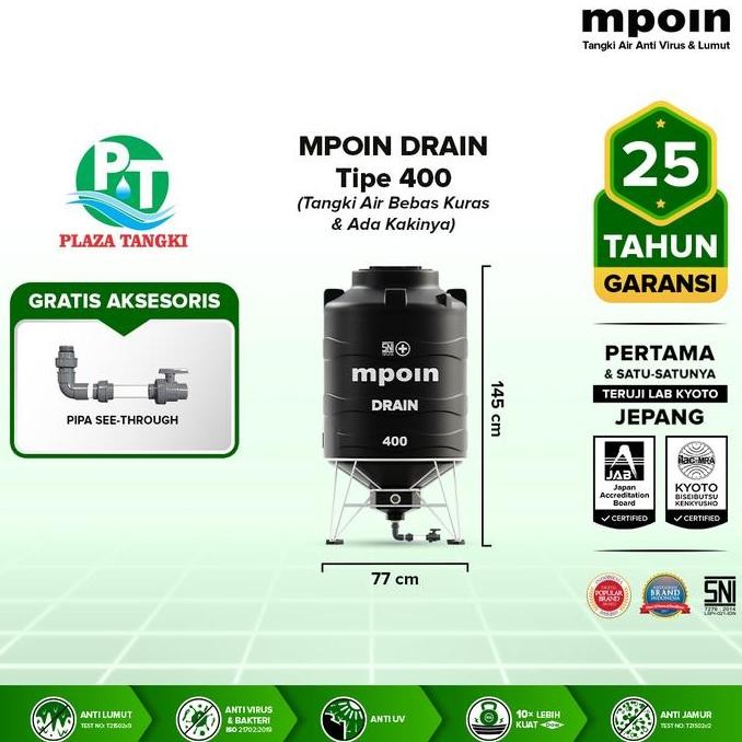 Tangki Kuras Mpoin Plus 400 Liter Drain , Toren Air , Tandon Air