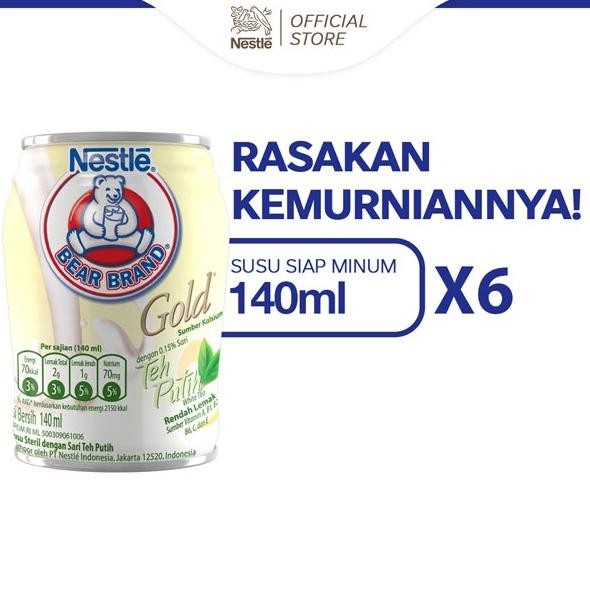 

NO_MORE BEAR BRAND Susu Kaleng White Tea Susu Steril 140ml x 6 pcs