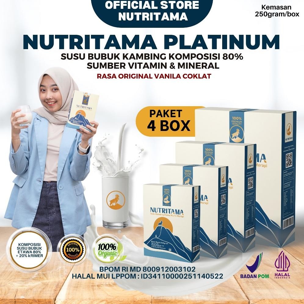 

NO_MORE Paket 4box | Nutritama Susu Etawa 250 gram | Paket Sehat 4 BOX Berat 1000gram