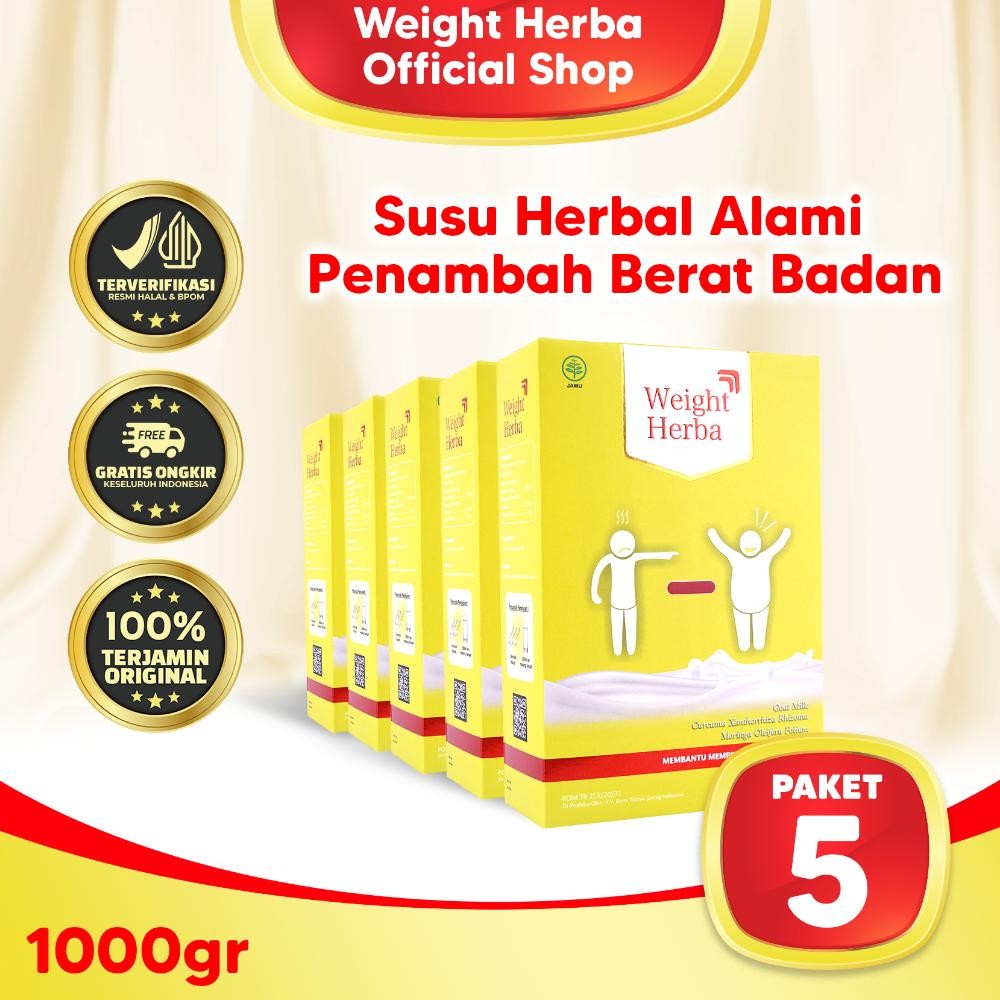 

NO_MORE Weight Herba 5 Box - Susu Herbal Penambah Nafsu Makan & Penggemuk Berat Badan | 200gr