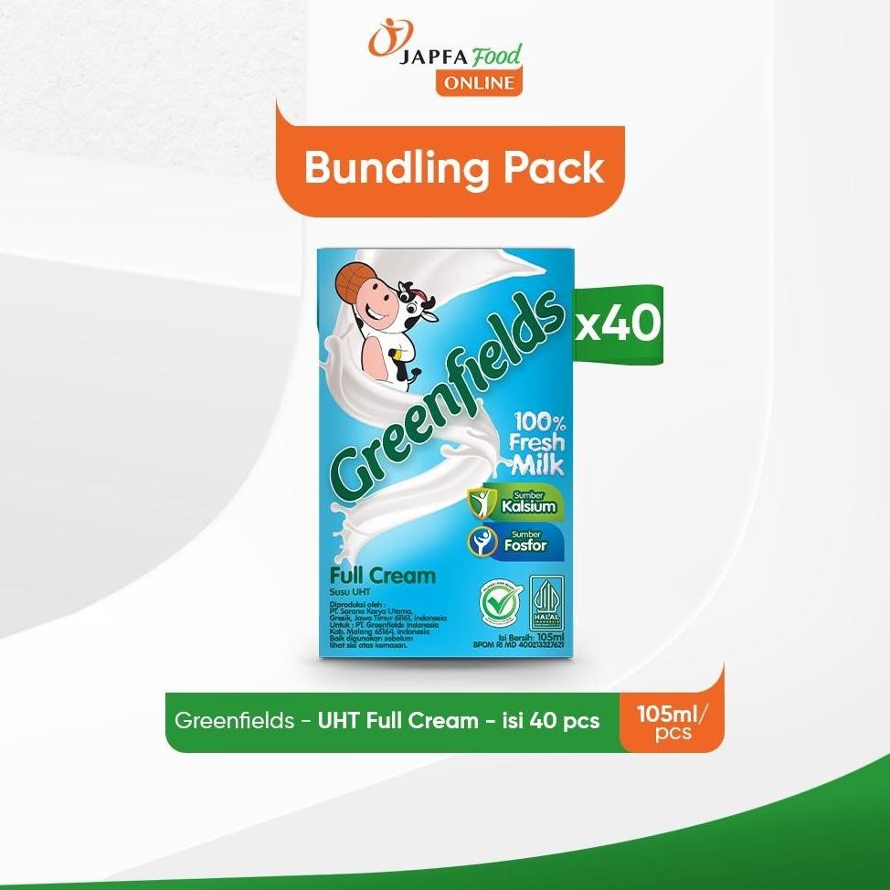 

NO_MORE Greenfields Susu UHT Full Cream 105 ml - isi 40 pcs -100% Fresh Milk dari Greenfields Farm