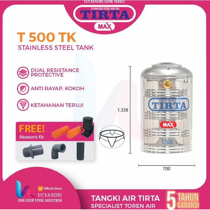 Tangki Air Stainless Steel Tirta T 500 Tk Tandon Toren Air