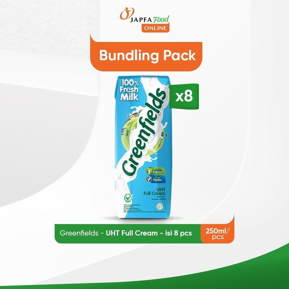 

NO_MORE Greenfields Susu UHT Full Cream 250 ml - isi 8 pcs -100% Fresh Milk dari Greenfields Farm