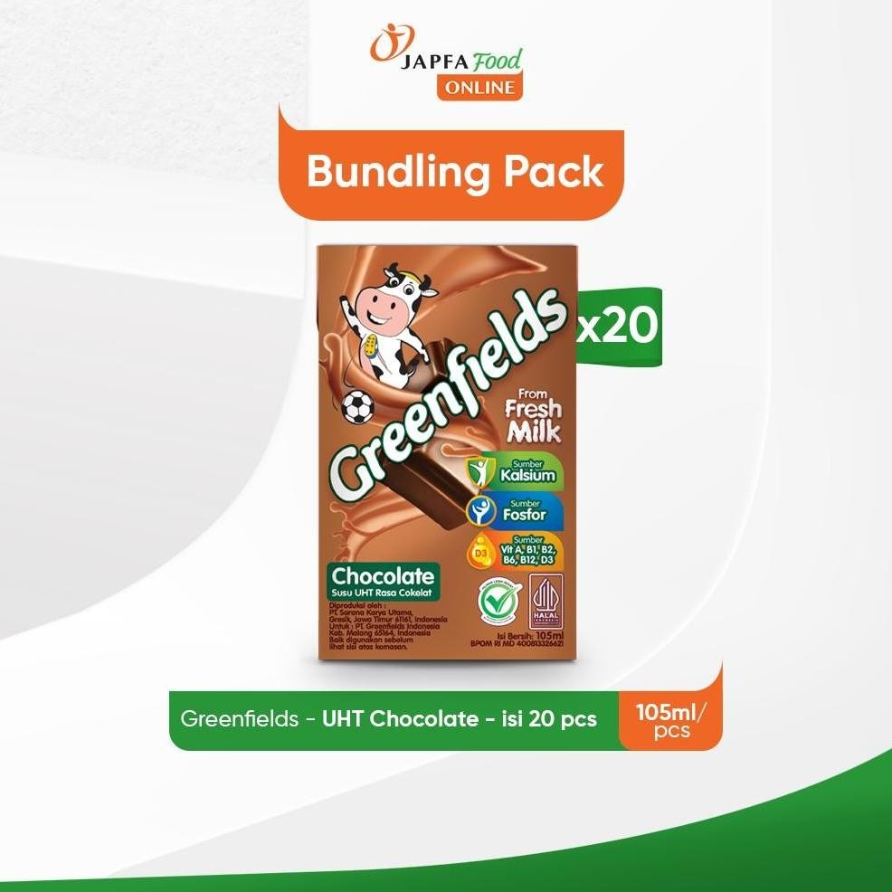

NO_MORE Greenfields Susu UHT Chocolate 105 ml - Isi 20 pcs - 100% Fresh Milk dari Greenfields Farm