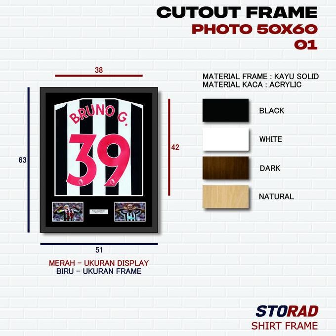 50 X 60 Cutout Shirt Frame Bingkai Pigura Display Jersey Baju Kaos Sepak Bola Basket Plat Foto 3 Co