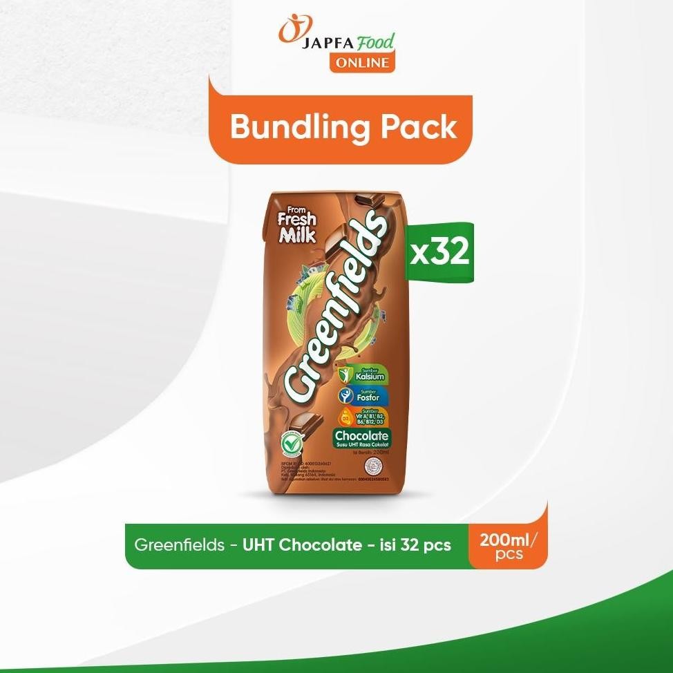 

NO_MORE Greenfields Susu UHT Chocolate 200ml - Isi 32 pcs - 100% Fresh Milk dari Greenfields Farm