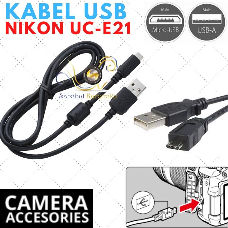 Kabel Data USB Kamera Nikon (Tipe UC-E20 / UC-E21) D3500 D7500 D5600 J5 J4 V3 Nugi