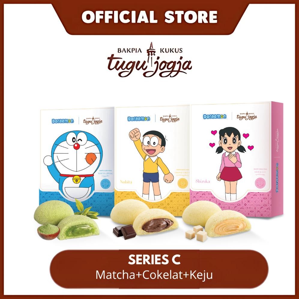 

NO_MORE Bakpia Kukus Tugu Jogja - Series C (Doraemon Matcha, Nobita Cokelat & Shizuka Keju) [Isi 3 Box]
