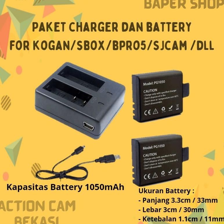 Paket Dual Charger Dan Battery / Baterai Xiaomi Yi 4K Discovery / Kogan / Brica / Bpro / Sjcam / Aka