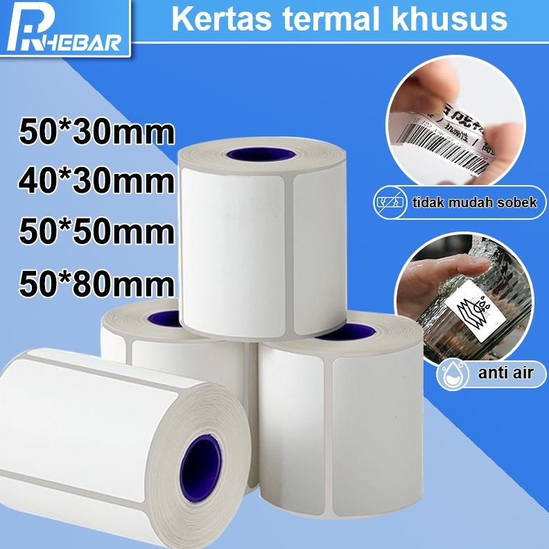 

Rhebar B21 Label Stiker Sintetis Termal Stiker Tahan Air Tidak Mudah Sobek Ukuran 40X30Mm, 50X80Mm 50X50Mm 50X30Mm untuk Label Harga Logo Nugi
