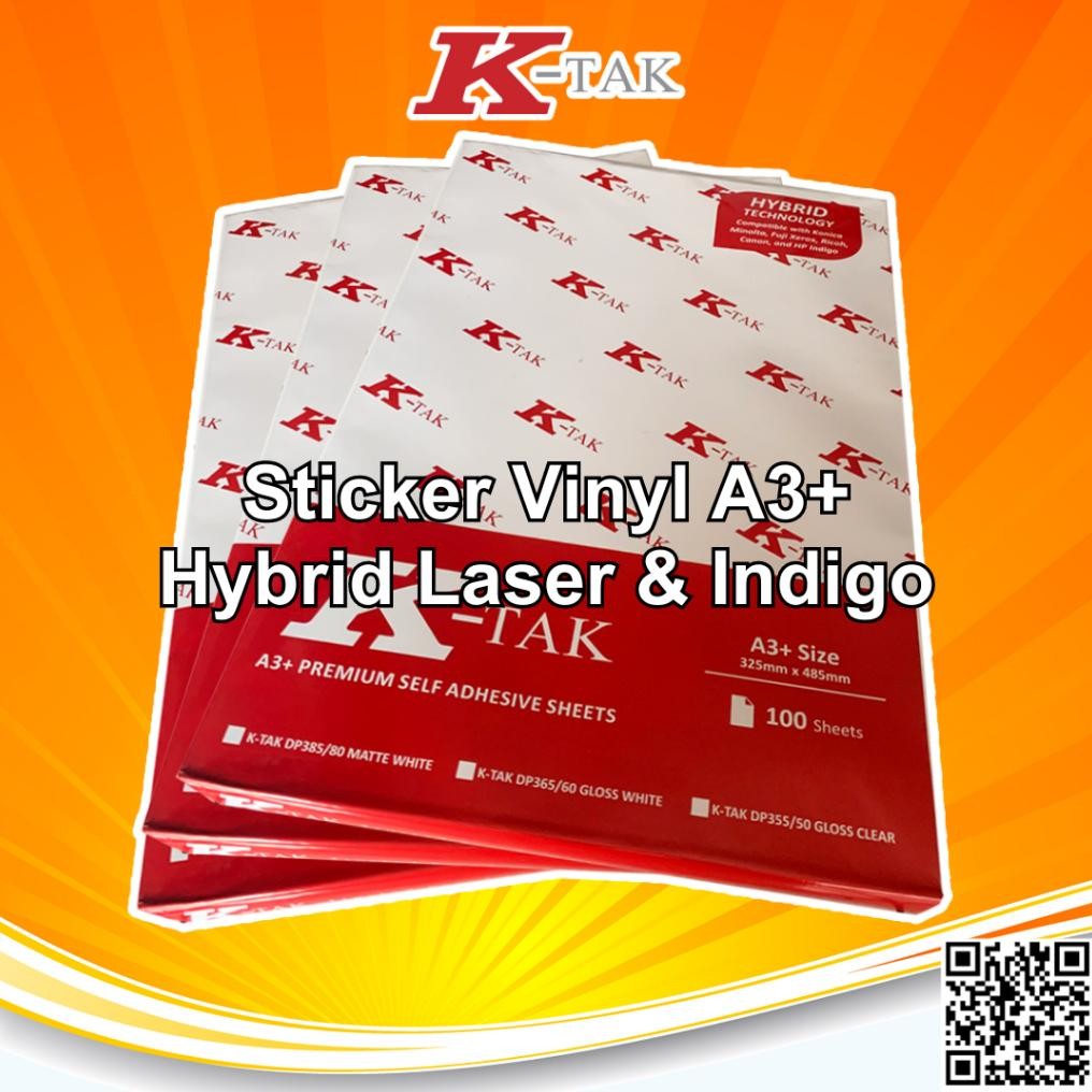 

Ktak Sticker Vinyl A3+ Stiker PP Film K-Tak Hybrid Laser Toner dan HP Indigo - PACK Nugi