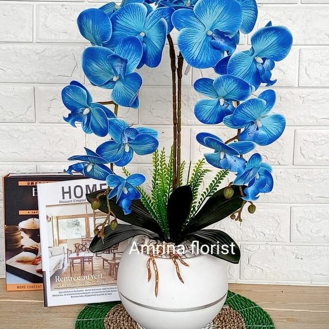 bunga anggrek latex jumbo artificial pot bola//bunga anggrek bulan