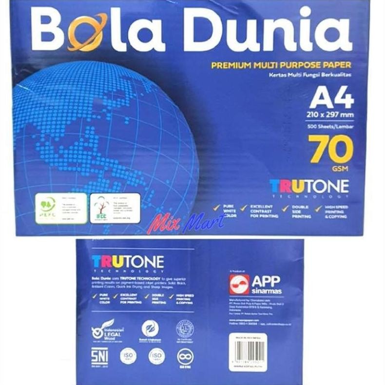 

Kertas HVS / Kertas Photocopy A4 70 Gr Bola Dunia Nugi