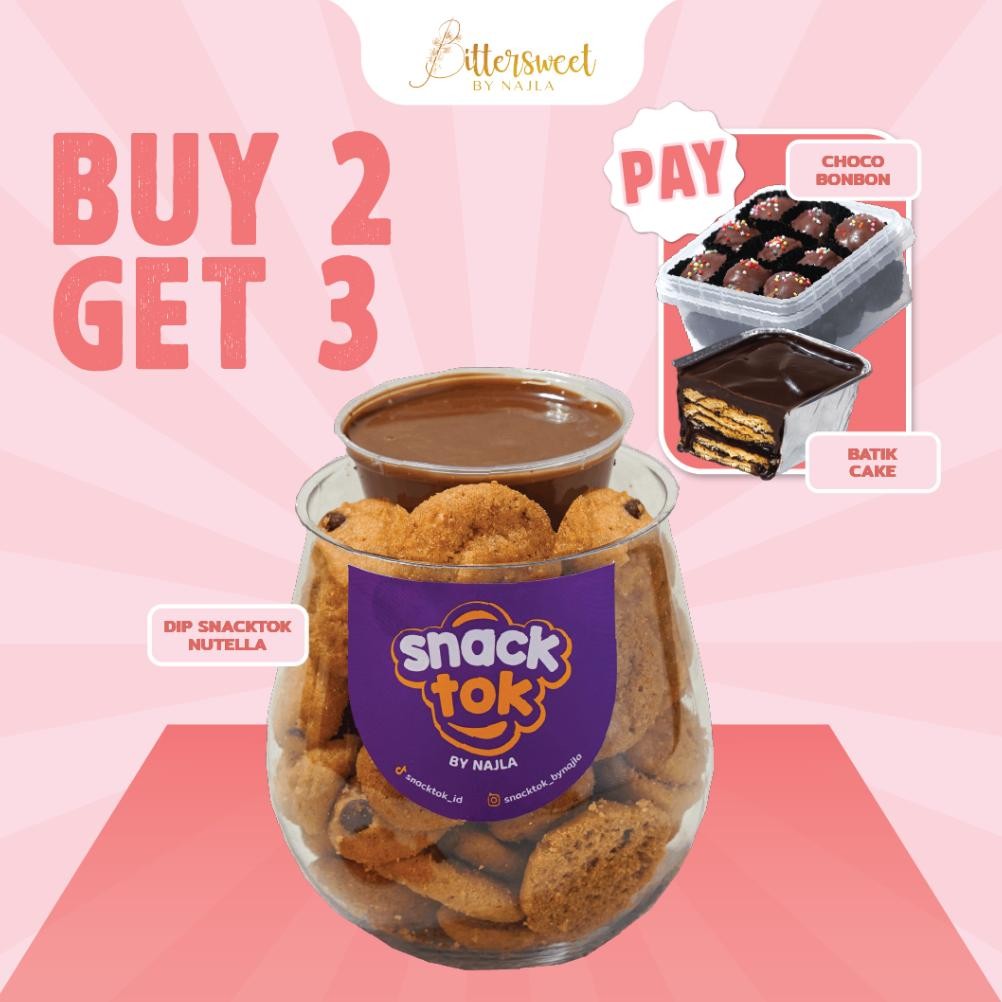 

NO_MORE ( Bayar 2 Dapat 3 ) Batik Cake + Choco Bonbon FREE DIP Snacktok Nutella [ Best Price ]