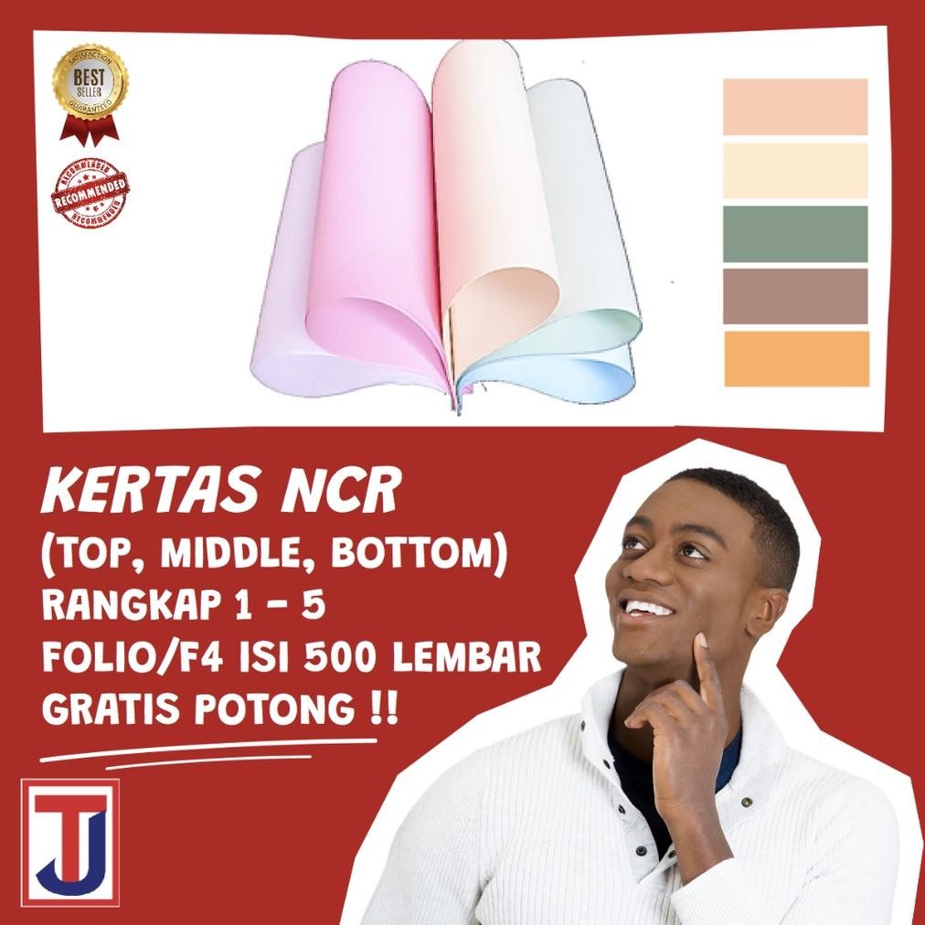 

Kertas NCR Multi Copy / Multicopy Top Middle Bottom 1-5 Ply Ukuran Folio F4 /A4 isi 500 lembar warna putih / pink / kuning / hijau / biru Nugi
