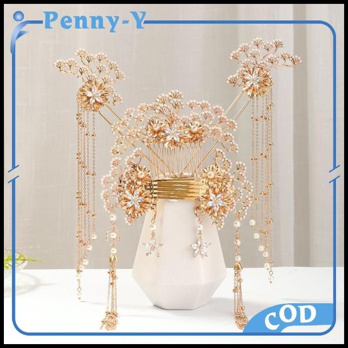 Tusuk Konde Cina Aksesoris Jepit Rambut Cina Hiasan Kepala Pengantin