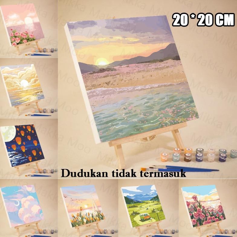 

20x20cm Paint By Number / Lukisan Kanvas DIY Nature Series / Series DIY Painting Kit Canvas Paint Kit Digital Aesthetic Nugi