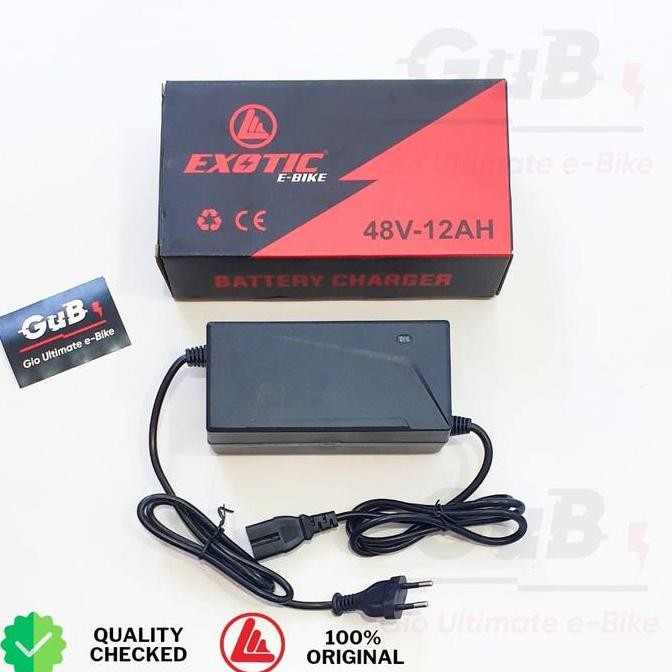 Baru Charger Sepeda Listrik Exotic 48V 12Ah Original Cas Ebike