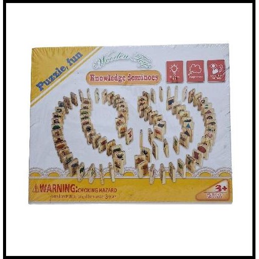 [capt] Mainan Interaktif Orang Tua Anak Permainan Susun Puzzle Balok Kayu Domino Gambar Ilmu Pengeta