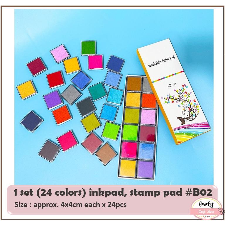 

LovelyCraftStore | 24pcs / set (24colors / set) inkpad stamp pad 4x4cm for journal scrapbooking 24 inkpad set Nugi