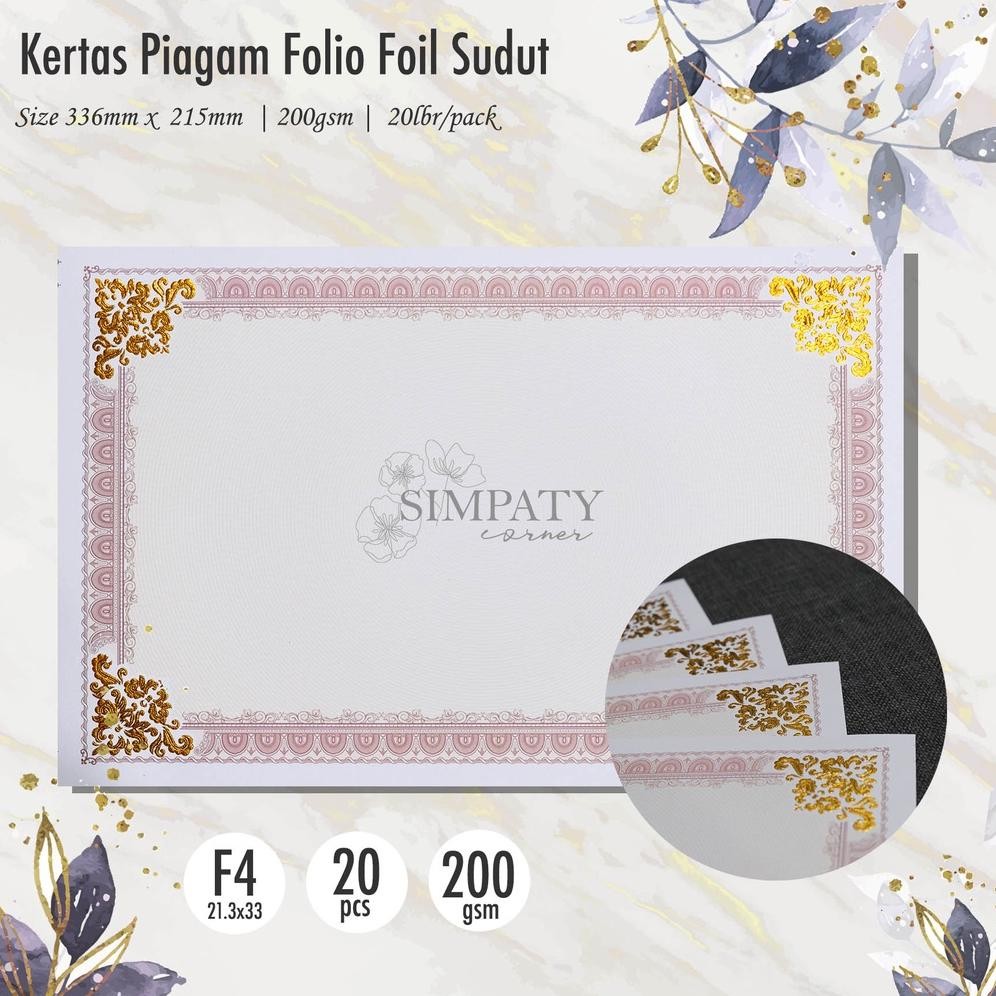 

Blanko / Kertas Piagam Sertifikat Folio Simpaty Foil Emas Sudut Mewah Nugi