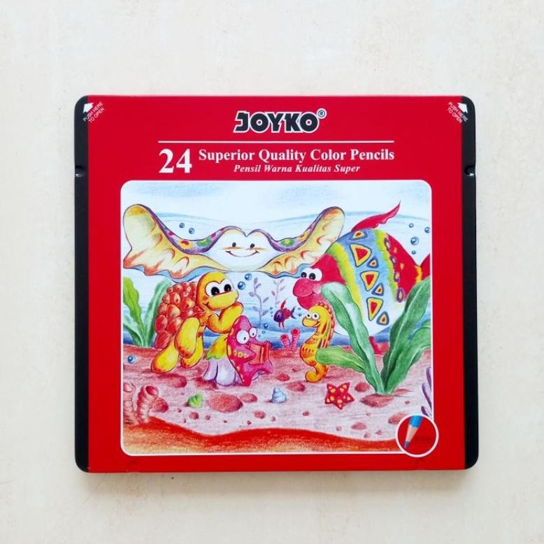 

[ KEMASAN KALENG ] Color Pencil 24 Warna Pensil Warna Joyko CP-24TC Panjang Nugi