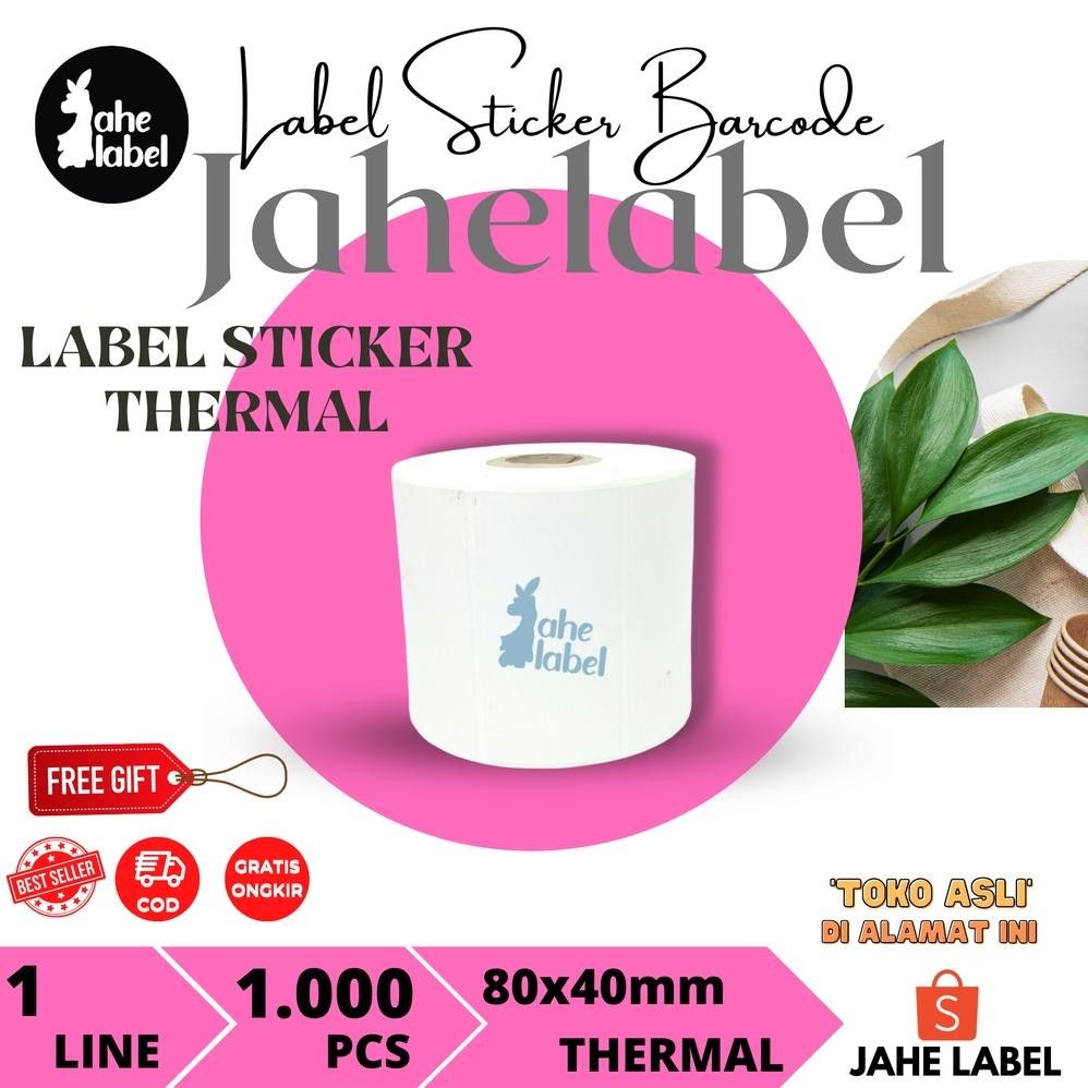 

LABEL STIKER BARCODE 80X40 MM LABEL Thermal 8X4 CM 1000 PCS Nugi