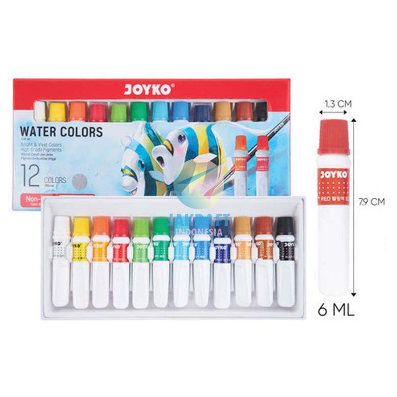 

(12 Pcs) Cat Air JOYKO Watercolor Set 12 Warna WAC-6ML-12C Water Color Aman 6ml Berkualitas Nugi