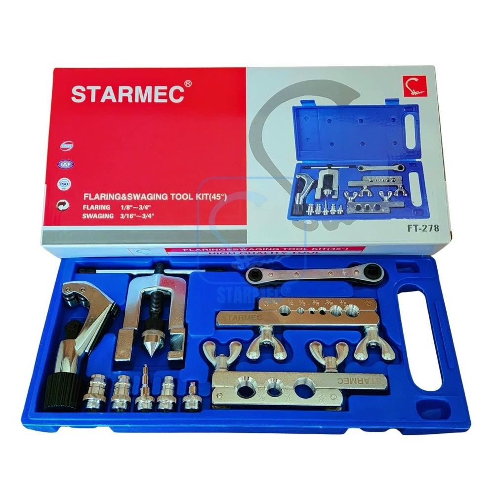 

Flaring Tool Pipa AC Swaging SET 278 + Rachet & Cutter STARMEC Nugi