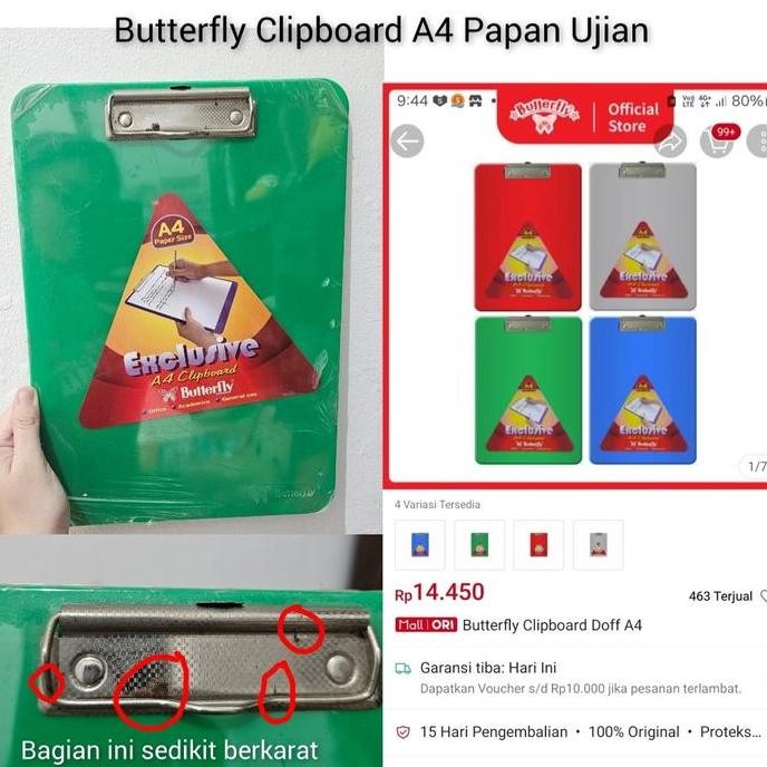 

*#*#*#] Butterfly Clipboard A4 Papan Ujian