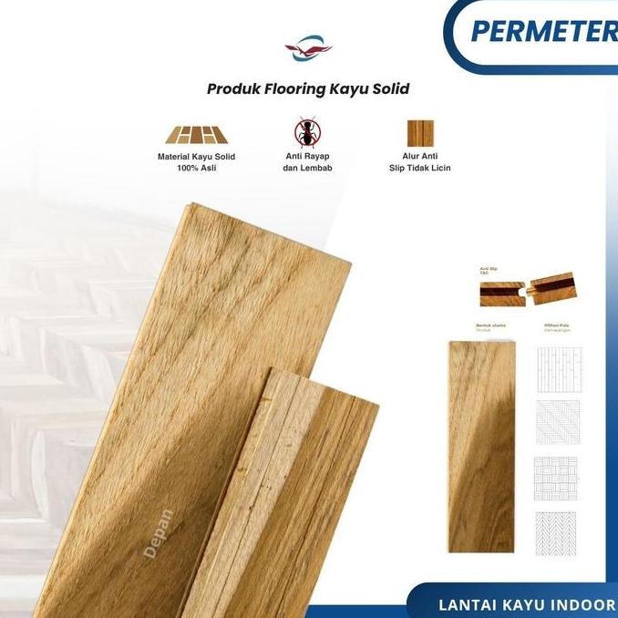 Flooring Lantai Kayu Jati Grade B ( Permeter )