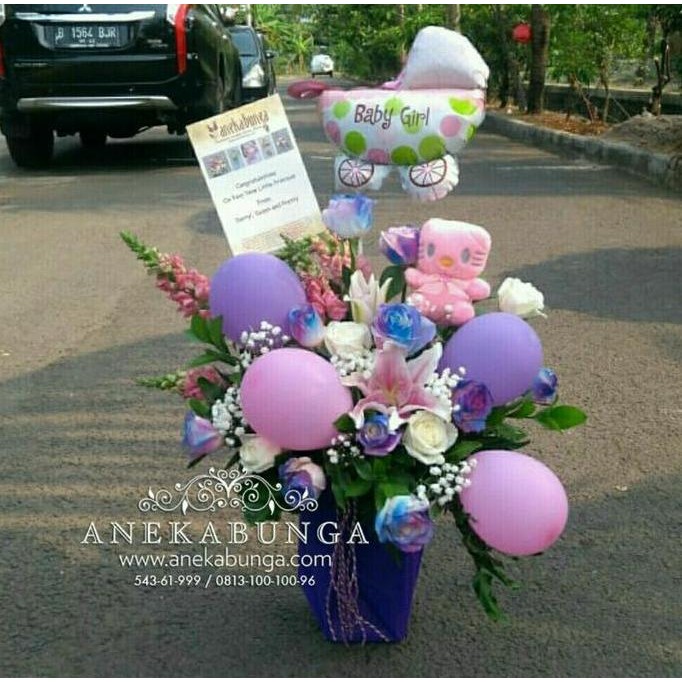 NEW Rangkaian Bunga Balon Kelahiran Bayi Baby Girl Born Balloon Flower