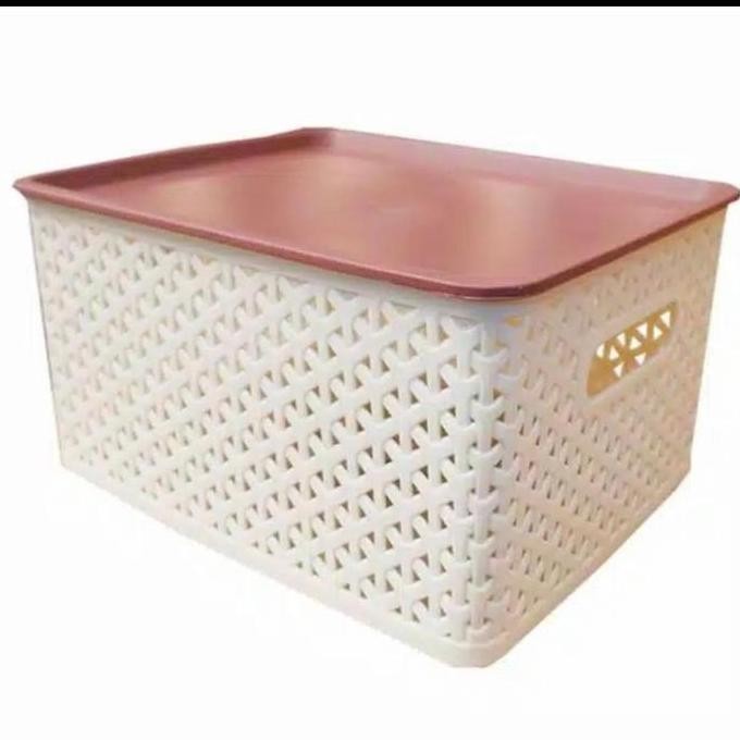 Keranjang Minimalis Keranjang Basket Box Tutup Narita Sunlife Ukuran L Besar