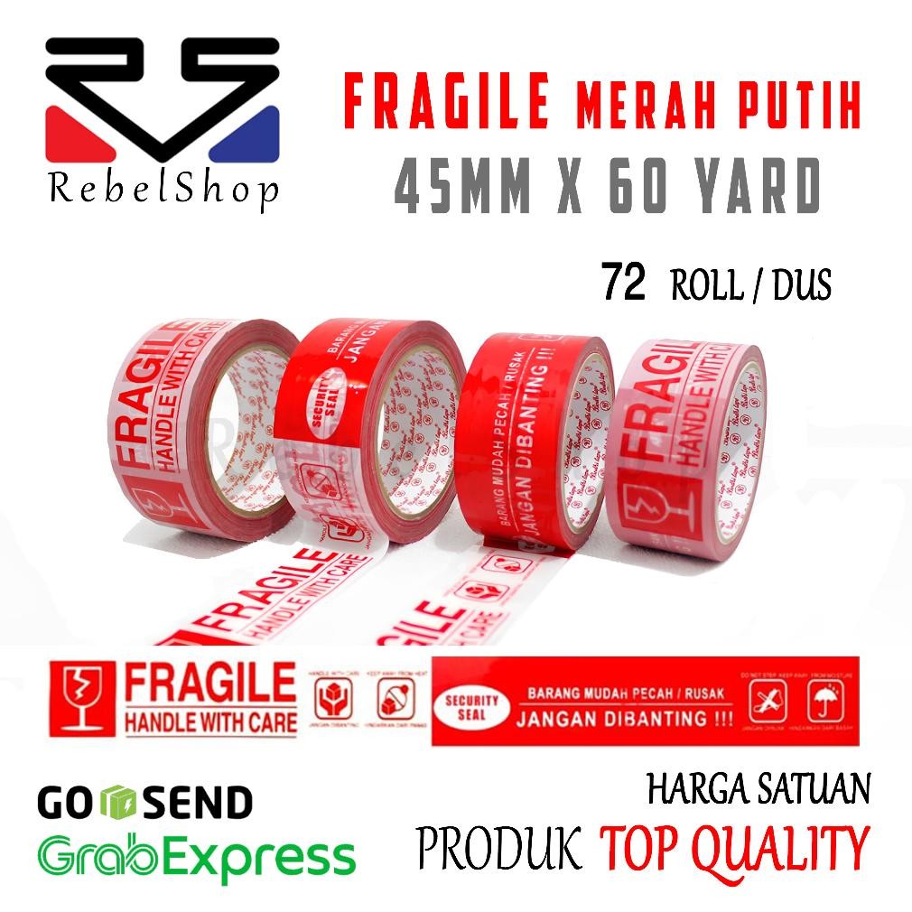 

Rd1- Lakban Fragile Merah Putih 45Mm X 60 Yard Plakban 2 Inch 60Yard