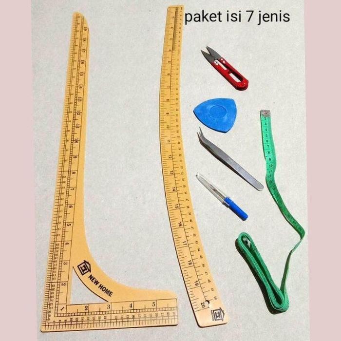 

MT Penggaris pola jahit 1 set alat jahit paket kumplit isi 7 jenis Alat jahit