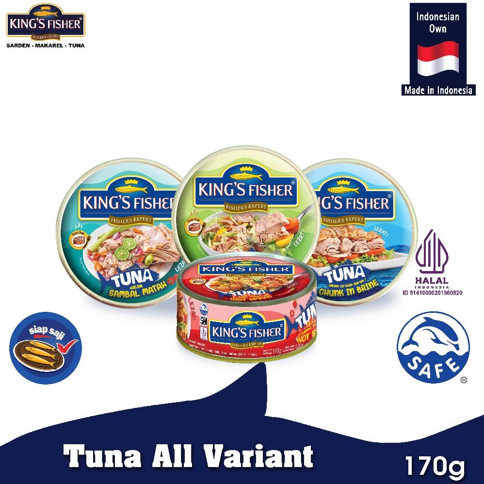 

NO_MORE Paket 4 Pcs King's Fisher Tuna all variant Daging Tuna Makanan Kaleng 170 g