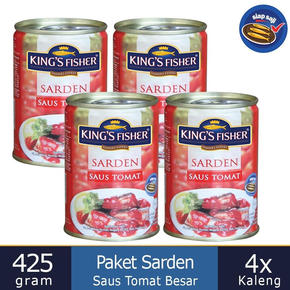 

NO_MORE King's Fisher Paket 4 pcs Sarden saus tomat 425g Makanan Kaleng kings fisher
