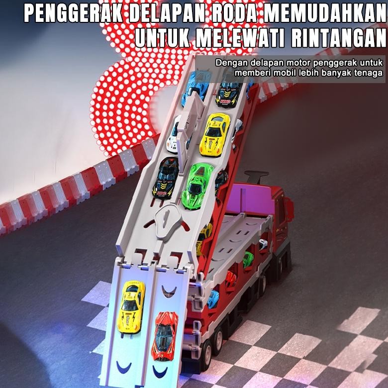 Tg-342 Truk Kontainer Mobil Mainan 2In1 Set Mobil Truk Transformasi Dapat Meluncur Dengan Penyimpana