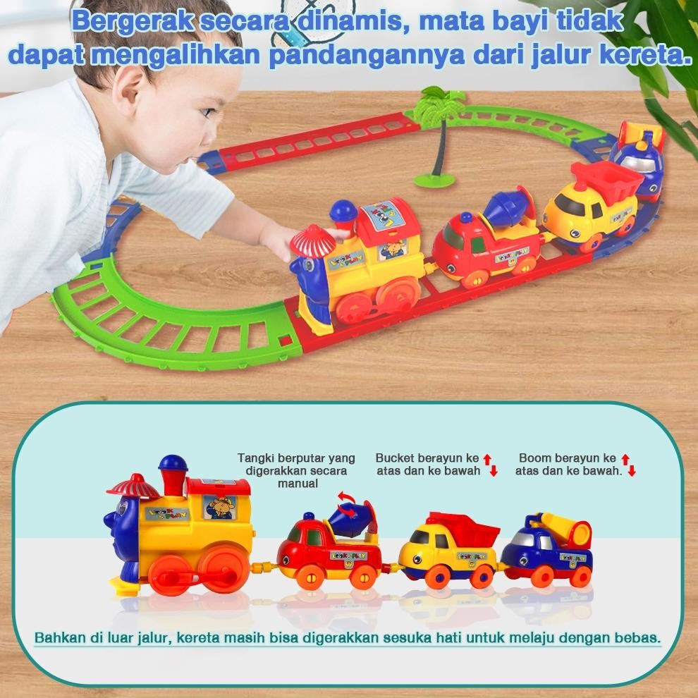 See-97 Kikitoy Kereta Api Mainan Rel Panjang Kereta Set Miniatur Kereta Api Railking Mobil Mobilan