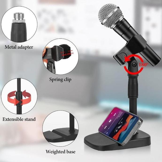 Microphone Stands /Metal Stand Mic Tabletop Dekstop Pendek-Stand Mikrofon Dudukan Microphone Rapat C
