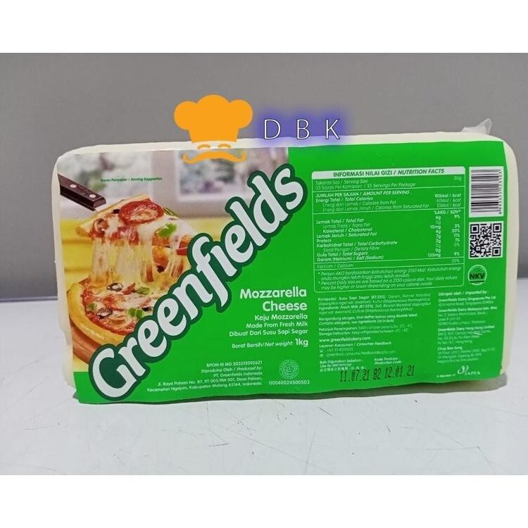 

Greenfield Mozarella Cheese 1Kg Keju Moza Blok
