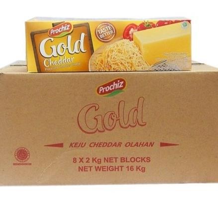 

Keju Prochiz Gold Cheddar Cheese 2Kg Isi 8 Dus