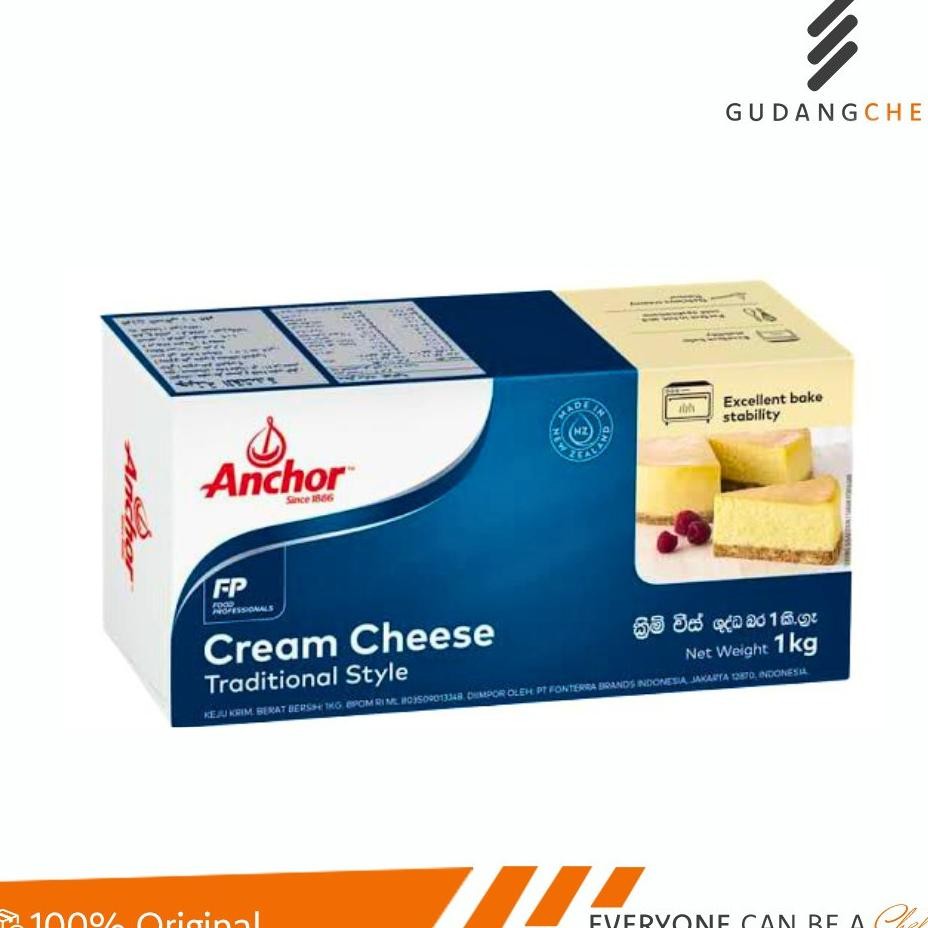 

Anchor Cream Cheese 1Kg Keju Krim Dari Selandia Baru Kemasan