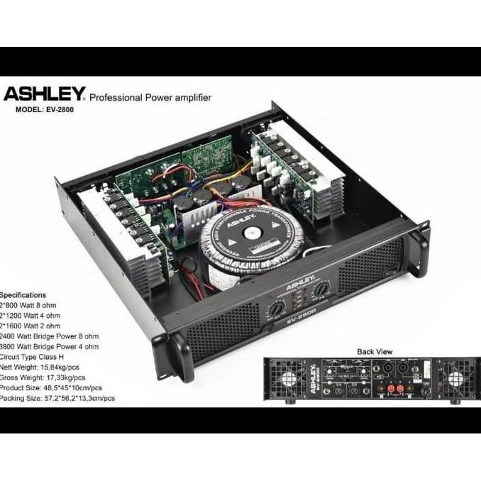 Power Amplifier 2 Channel ASHLEY EV2800 EV-2800 Class H Original Mixer