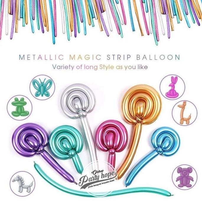 =+=+=+] balon latex twist chrome / balon pentil chrome / balon cacing chrome