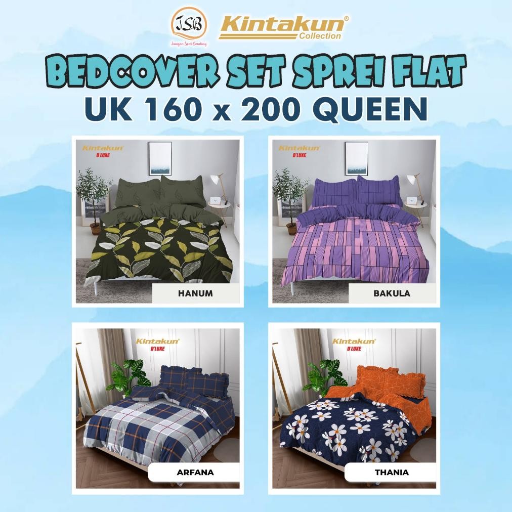 Bedcover Kintakun Dluxe Set Sprei Flat Uk 160x200 / Set Sprei Flat 160x200 T20 / Bedcover / Badcover