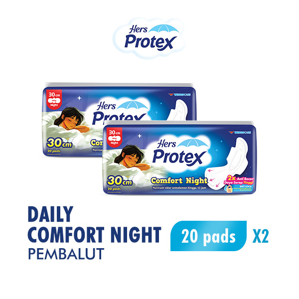 Hers Protex Softcare Pembalut Wanita Comfort Night 30 cm Bag Isi 20 Pcs x2