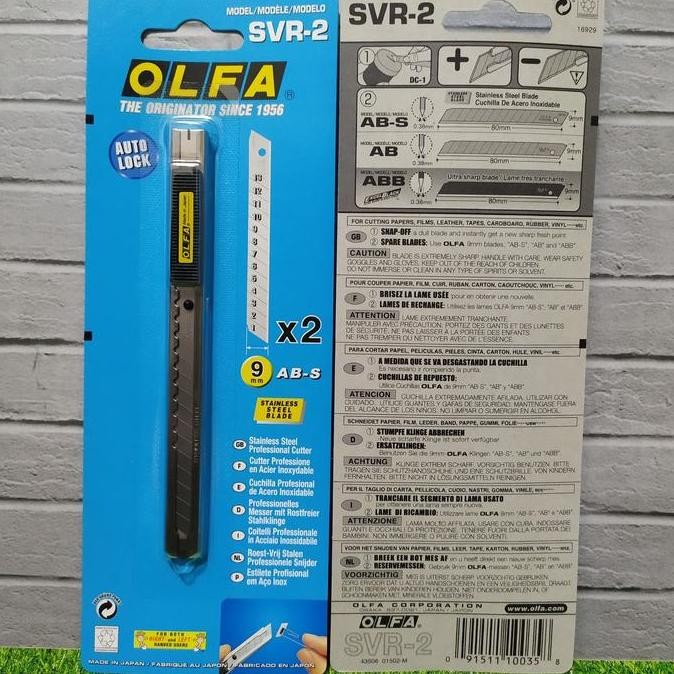 

Pisau Cutter 9Mm Svr-2 Olfa Snap-Off Blade Stainless Steel Body